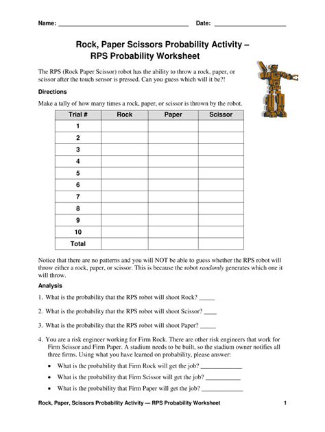 Rock, Paper Scissors Probability Activity – RPS Probability .